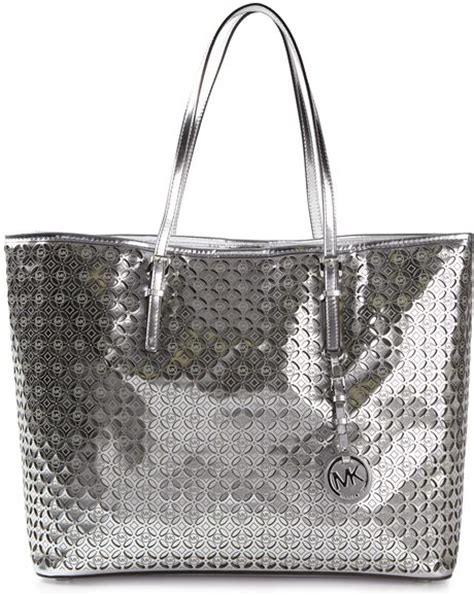 michael kors silver camera bag